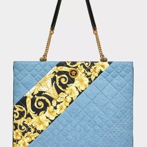New Versace Gold Hibiscus Tote Handbag
